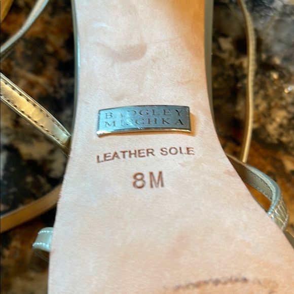 Badgley Mischka Women's Gold Strappy Heels - Picture 4 of 5